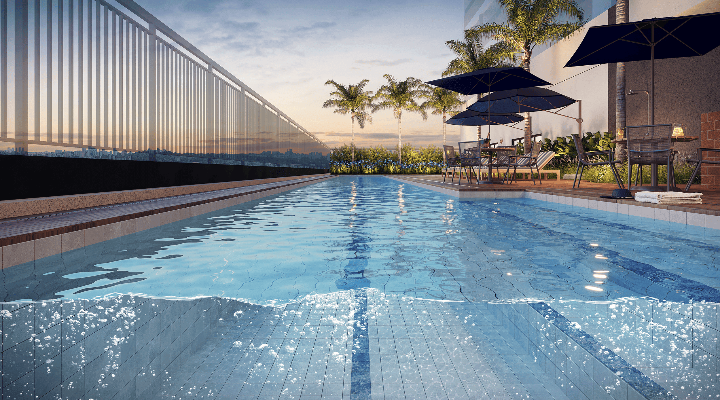Perspectiva ilustrada da piscina